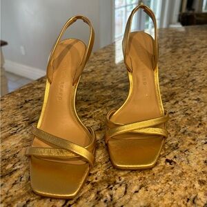 Veronica Beard gold strappy Analita sandals